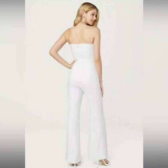 Bebe ruffle split leg jumpsuit bright white NWT - Picture 4 of 4